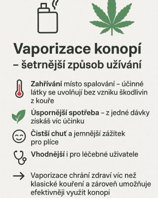 💨🌿 Vaporizace = čistší chuť, méně škodlivin a šetrnější zážitek pro plíce. 👉 Zdravější alternativa ke kouření.