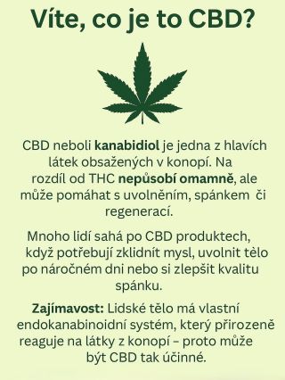 CBD = klid, regenerace a lepší spánek. Přírodní způsob, jak se zhluboka nadechnout a zpomalit. 🌱